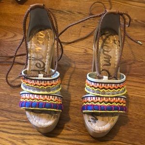 Sam Edelman platform wrap heels